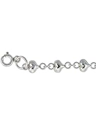 Sterling Silver Charm Bracelet w/ Teeny Puffed Hearts