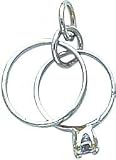 14K White Gold Polished CZ Wedding Rings Charm Pendant
