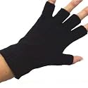 BLACK UNISEX WARM HALF FINGER STRETCHY KNIT GLOVES