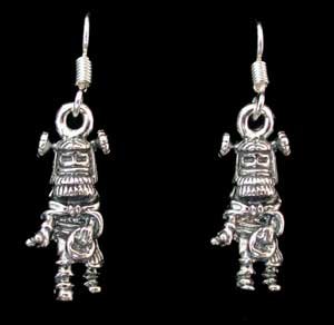 Sterling Silver Kachin Mana Kachina Earrings, #816