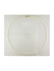 14k Yellow Gold Freshwater White Pearl Necklace (18")