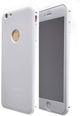 iPhone 6s Plus Case, Glossy Full Body Skin Case Cover [Color Screen Protect Skin + Glossy Back Metal Side Bumper Case] Bullet Proof Screen Protector For Apple iphone 6 Plus (White-5.5")