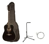 Oscar Schmidt by Washburn OF2 Full Size Acoustic Guitar Combo with AB Gig Bag, Stand, and Strings - Black