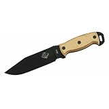 Ontario Knife Ranger RD 6 Series, Fixed Blade Knife with 6.0" Black Powder Coated Steel Blade, & Tan Micarta Handle, Overall Length 11.75".