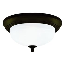 Westinghouse 13-Inch Two-Light Flush Mount Fixture, Oil Rubbed Bronze with Frosted White... by Westinghouse