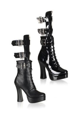 Buckle 5.5 Inch Black Heel Platform Boot.