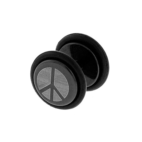FAKE PLUG ANODIZED BLACK WITH LOGO (PEACE SIGN) Gauge: 16 Sold as a Pair
