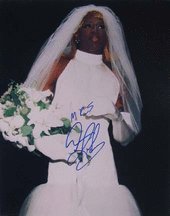 Dennis Rodman - Wedding Dress - Autographed 16x20 Photograph with Mrs. Dennis Rodman Inscription