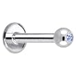 14 Gauge Solid 14KT White Gold 1.5mm Genuine Topaz Internally Threaded Labret - 5/16" 3mm