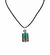 Necklace - N160 - Murano Style Glass - Rectangle Shape ~ Teal and Amethyst on Silky Satin Cord