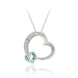 31bm1w4a9fL. SL160  Sterling Silver Blue Topaz & Diamond Accent Floating Open Heart Pendant