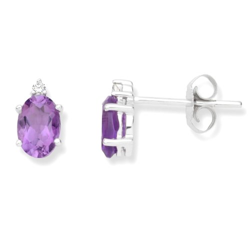 Miore USP003E5W  Ovale Ohrstecker 9 Karat (375) Weissgold mit Amethyst und Brillanten Preisvergleich