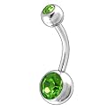 Bauchnabel-Piercing Titan grün Stab 8 - 12 mm
