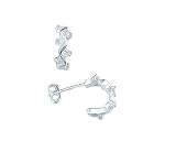 Image of Elements Sterling Silver Ladies E188C Wavy Clear Crystal Hoop Earrings