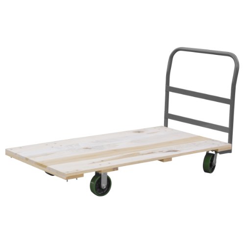Akro-Mils RPT24485K5G6GY 24-Inch  by 48-Inch  Industrial Grade Hard Wood Platform Truck with Crossbar Handle and 6-Inch  Polyurethane Casters- 2400-Pound capacity On Sale
