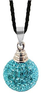 Silver crystal Pendant by GlitZ JewelZ © with 16 inch Japanese silk cord with silver clasp & fittings - Aquamarine 10MM crystal ball - bling bling!! - made with over 84 stones - packed inside a lovely velvet pouche - see below for matching earrings