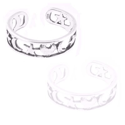 925 Sterling Silver Jewelry, Toe Ring with Star Heart Moon Design, Adjustable Fit, Plus Free Special Gift Pouch 925 Sterling Silver Jewelry, Toe Ring with Star Heart Moon Design, Adjustable Fit, Plus Free Special Gift Pouch