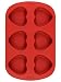 WILTON 6 CAVITY SILICONE HEART MOLD 2105-4824