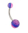 Purple Blue Multi Color Glitter/Glow Belly Rings - 14 Gauge - 5mm and 8mm Balls - Sold Individually