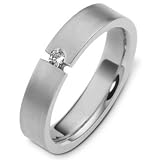 5mm Platinum Diamond Wedding Band, 0.09 TCW