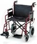 Transport Wheelchair - Heavy Duty 300 lb Capacity Color Red. Extra wide 22" seat with quick release fold-down back and removable footrests. 12" rear wheels for a more comfortable ride.