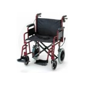 Transport Wheelchair - Heavy Duty 300 lb Capacity Color Red. Extra wide 22" seat with quick release fold-down back and removable footrests. 12" rear wheels for a more comfortable ride.