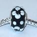 Murano Style Glass Lampwork Bead Fits Pandora Black with Raised White Flowers, 14mm (3)