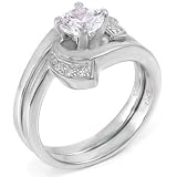 Modest Yet Magnificent Sterling Silver Wedding Ring Set, Crafted with Top Quality Diamond Color Round Cut Cubic Zirconia, Limited Time Sale Price Offer, Comes with a Free Gift Box and Special Pouch Modest Yet Magnificent Sterling Silver Wedding Ring Set, Crafted with Top Quality Diamond Color Round Cut Cubic Zirconia, Limited Time Sale Price Offer, Comes with a Free Gift Box and Special Pouch