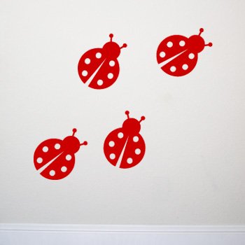 LADY BUGS Wall Girl Baby Room Decal Sticker Decor Kid | Color: Classic Red