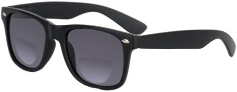 Wayfarer Bifocal Sunglasses (+1.50, Matte Black Frame with Gray Lens)