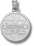 Michigan Wolverines Solid Sterling Silver ''M MICHIGAN'' Round 5/8'' Pendant