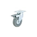 Steelex D2600 5-Inch 220-Pound Swivel Double Lock Rubber Plate Caster, Gray