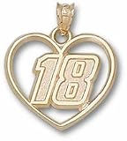 Kyle Busch Driver Number 18 Heart Pendant - 14KT Gold Jewelry
