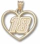 Kyle Busch Driver Number "18" Heart Pendant - 14KT Gold Jewelry