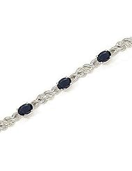 14kt Yellow Gold Oval Blue Sapphire and Diamond Bracelet