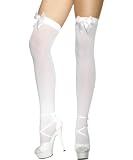 Nylonstr&uuml;mpfe Kniestr&uuml;mpfe Str&uuml;mpfe wei&szlig; mit Schleife Gr - Standard Nylon Knie Strumpf Overknee Halterlos - Smiffys