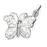 Pendant and Necklace Set - Sterling Silver Antique Butterfly Charm w/18" Silver Box Chain Necklace Included