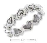 Sterling Silver Inverted Hearts With In Heart Band Ring - Size 9.0