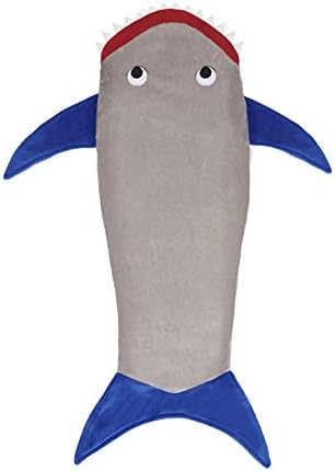 SkyleCoel Mermaid Tail Blanket Soft Comfy Crystal Velvet Blankie for Kids (Shark)