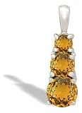 14K White Gold Genuine Round Citrine 3-Stone Pendant
