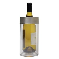 Clear Acrylic Wine Chiller w/ Stainless Steel Rim in Gift Box