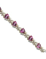 .08 ct 16-5X5 Trillion Pink Topaz Yellow Bracelet