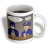 Rich Diesslins Funny General Cartoons - Super Hero Parody with Batman and Chief Ohara at the bar - Mugs