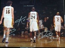Lakers, Los Angeles (Kobe Bryant / Derek Fisher / Pau Gasol) Autographed/Hand Signed 11x14 Photo By