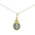 14K Gold on Silver Smokey Quartz Bead Necklace - 18"