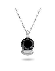 1.00 Ct Black Diamond Solitaire Pendant in 14K White Gold