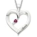Sterling Silver Birthstone & Name Heart Pendant - Personalized Jewelry