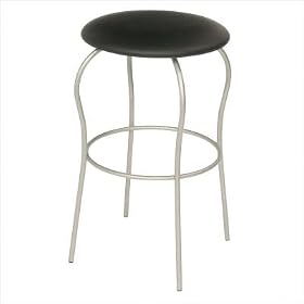 Ray 34 Tall Backless Bar Stool Seat Type: Vinyl - Crocodile Black, Metal Finish: Titanium by Trica