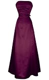 50s Strapless Satin Long Gown Bridesmaid Prom Dress Formal Junior Plus Size, 3X, Burgundy