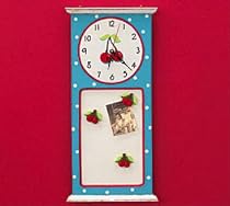 Cherry Pie Clock And Magnetic Message Board Kitchen Decor